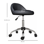 Sgabello con rotelle, sgabello da lavoro girevole a 360°, altezza regolabile 53-73 cm, rivestimento sintetico nero