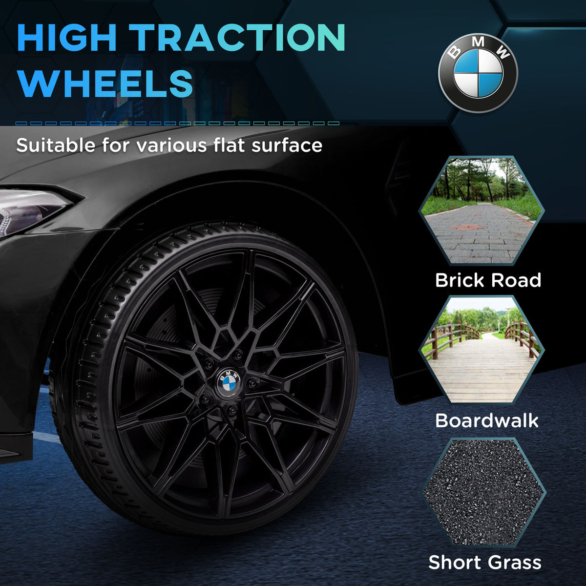BMW M4 Elektroauto für Kinder 12V mit 2,4G Fernbedienung, Doppelmotor, Hupe, LED-Lichtern, Schwarz