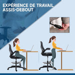 Chaise Bureau Ergonomique en Maille, Hauteur Réglable, Accoudoirs Relevables, Support Lombaire, 59x65x122cm, Noir