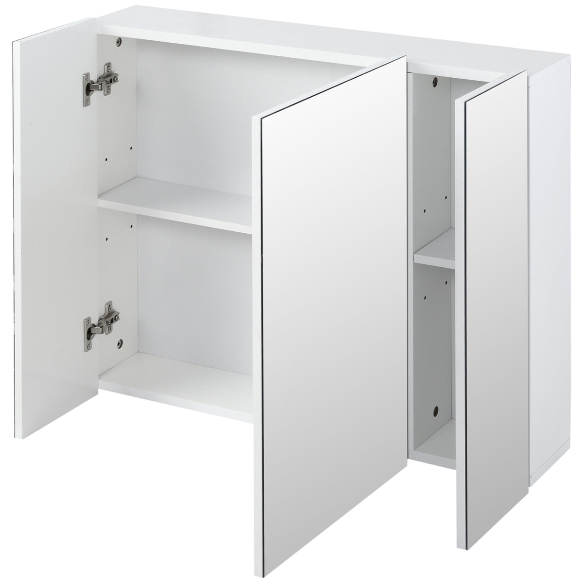 Armoire murale de salle de bain avec 3 portes miroir et étagères réglables en MDF Blanc dim. 70L x 15l x 60H cm