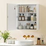 Armoire murale salle de bain avec miroir et éclairage LED, anti-buée, étagères réglables, 50 x 15 x 60 cm, blanc