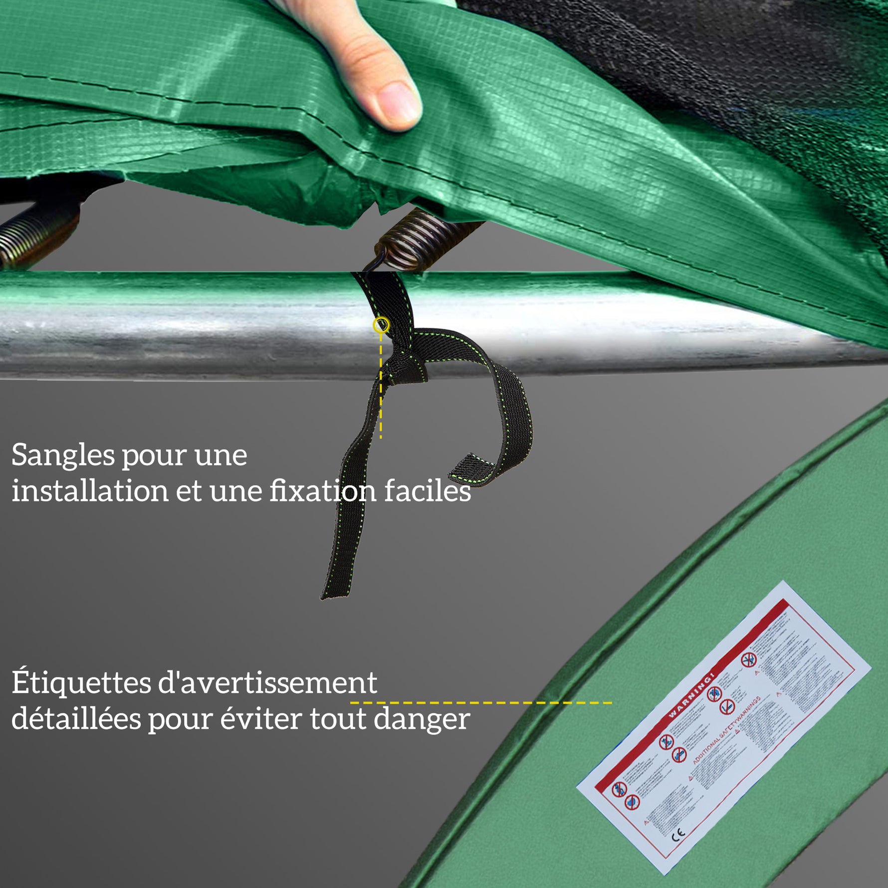 Coussin de protection pour trampoline de remplacement Ø 305 cm Coussin de sécurité de remplacement vert