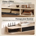 Meuble TV suspendu, meuble télé pour téléviseur jusqu'à 75 pouces, tiroir rabattable 2 étagères 180x24x16cm bois naturel