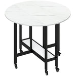 Table à Manger Pliante sur Roulettes, Table de Cuisine pour 4 Personnes avec Étagère Intégrée, 100 x 100 x 75 cm, Blanc