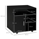 Support d'imprimante organiseur bureau caisson placard porte 3 niches + grand plateau panneaux particules noir