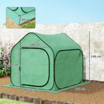 Mini serre pop-up petite serre légumes plante fleurs avec porte à fermeture éclair en PE 150 x 148 x 148 cm vert