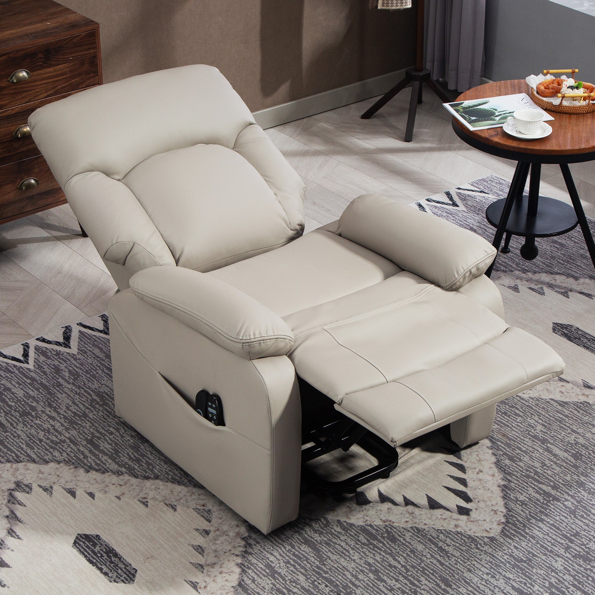 Fauteuil releveur électrique, fauteuil relax électrique avec fonction massage et chauffage, 89 x 94,5 x 103 cm, gris