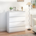 Commode 4 tiroirs, meuble de rangement épuré pour chambre, intérieur, 80 x 39 x 95 cm panneau de particules blanc