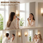 Armoire avec Miroir en Bois Rangement Salle de Bain Fermeture Porte Tampon MDF