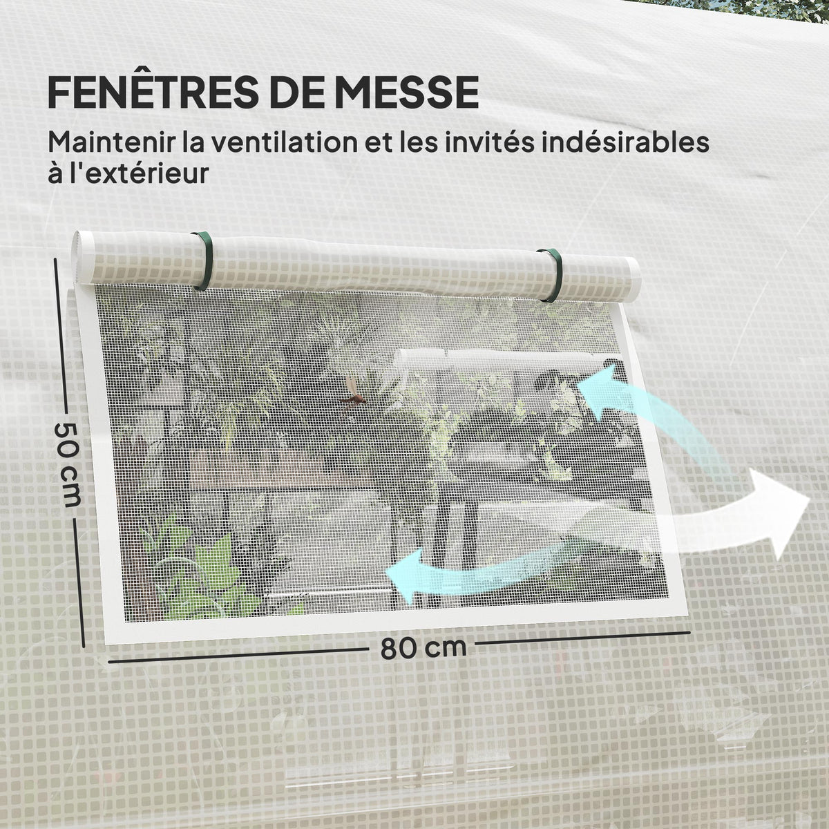 Serra a tunnel da giardino 18m², serra a tunnel con porte e 8 finestre, telo in PE 140g/m² 600 x 300 x 200 cm bianco