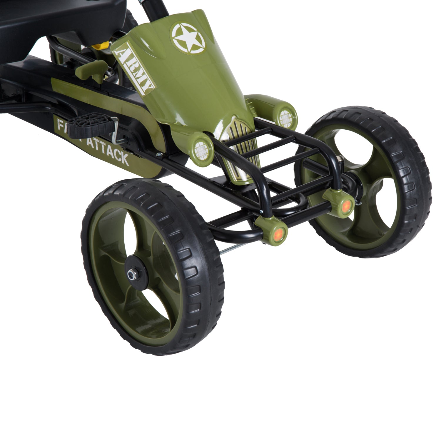 Vélo et véhicule pour Enfants Kart à pédales siège réglable Frein Manuel Roues AR EVA Acier Vert Noir