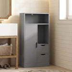 Mobiletto da bagno, mobile contenitore stretto con 2 cassetti, scomparti a giorno, 50x25x100 cm, grigio