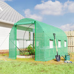 Serra a tunnel da giardino 8 m², serra a tunnel con porta e 6 finestre, telo in PE 140 g/m² 400 x 200 x 200 cm verde