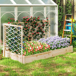 Jardinière avec 3 treillis modulable, bac à fleurs en bois pour balcon terrasse patio, 222x114x109 cm effet bois naturel-9