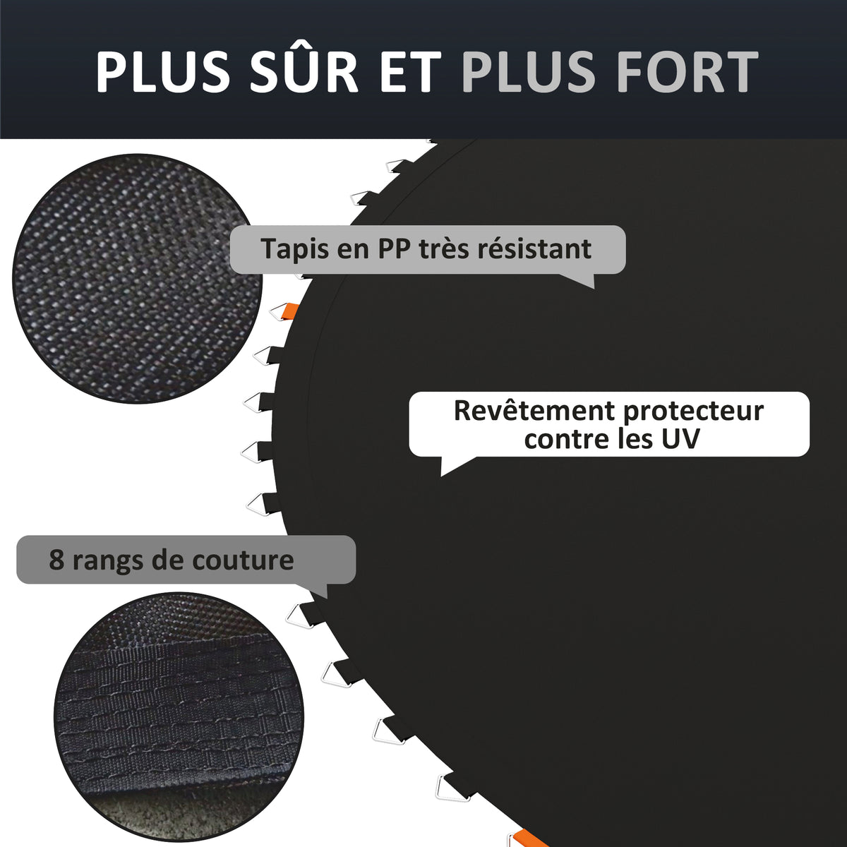 Ersatzsprungtuch für Trampolin, passend für Trampoline mit Ø 3,7 m und 14 cm Federn