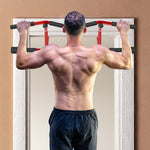 Türzugstange und Bodenliegestützstange ohne Bohren Pull-Up-Bar 2 in 1 150 kg Sturzsicherung 96x46x30,5cm Rot