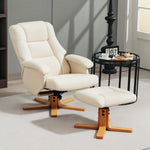Relaxfauteuil met voetensteun 360° draaibare relaxstoel verstelbare rugleuning draagvermogen 120 kg crème