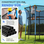 Trampoline pour enfant 1,22 x 1,11 x 1,9 m filet de sécurité porte zippée 6 poteaux rembourrés inclus bleu noir