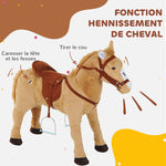 Cheval debout en peluche pour enfant à partir de 2 ans avec effets sonores selle et bride 85 cm (longueur) beige