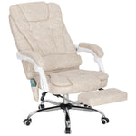 Fauteuil de bureau massant et chauffant, chaise de bureau, hauteur réglable, dossier inclinable, 65x70x111-119cm, crème