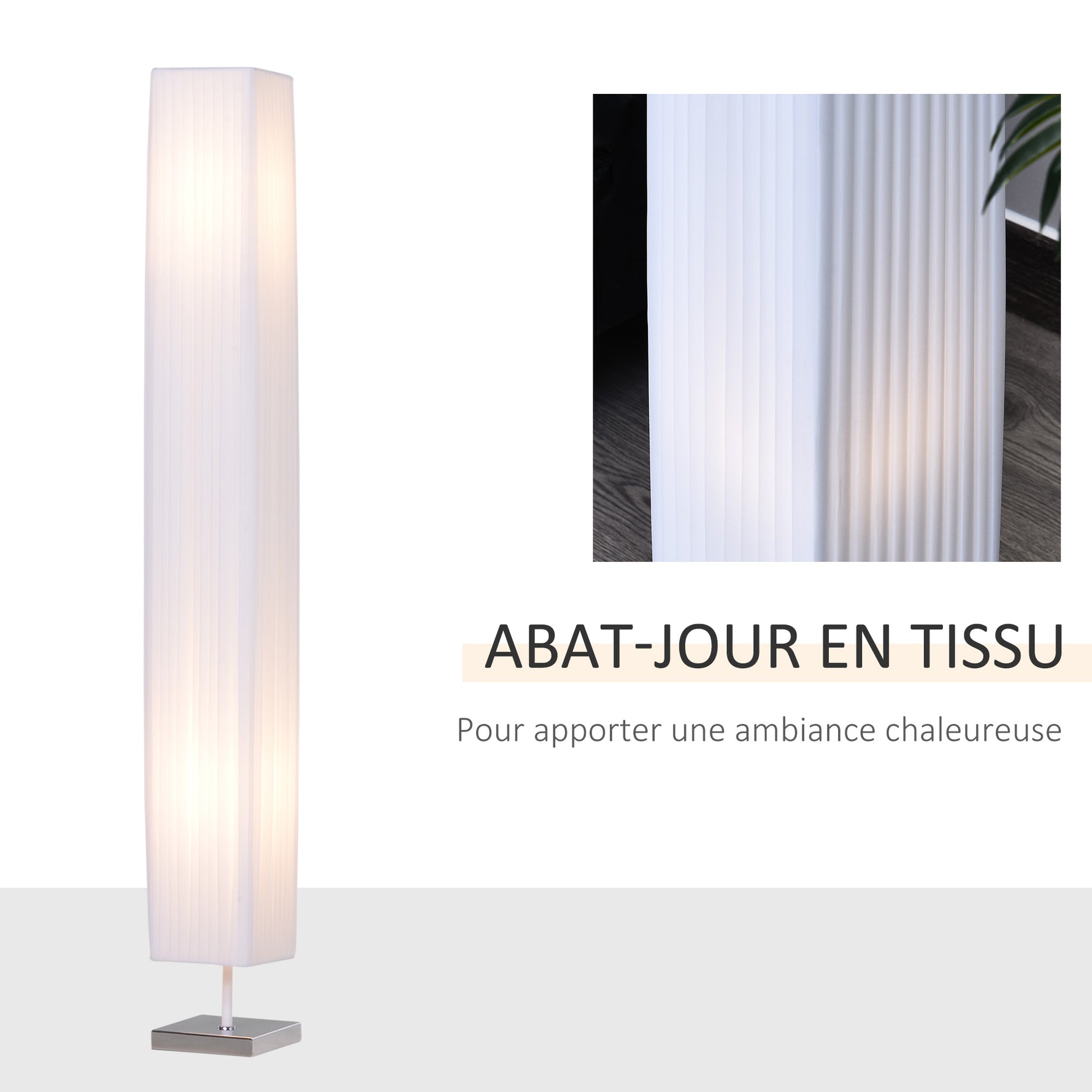 Lampadaire Lampe sur Pied de Salon Style Moderne Lampadaire sur Pied avec Interrupteur Acier Blanc