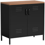Buffet Salon Métallique, Meuble de Rangement Industriel avec 2 Portes et Étagère Réglable, 80 x 40 x 80 cm, Noir