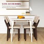 Lot de 2 chaises salle à manger chaises de cuisine avec dossier pieds en bois tissu effet lin 49 x 56 x 85 cm beige