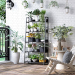 Étagère bibliothèque de Rangement Style Industriel incliné 5 Niveaux 70L x 35l x 150H cm Noir
