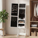 Armoire à bijoux armoire de rangement sur pieds boîte à bijoux avec miroir multi-rangements éclairage LED blanc