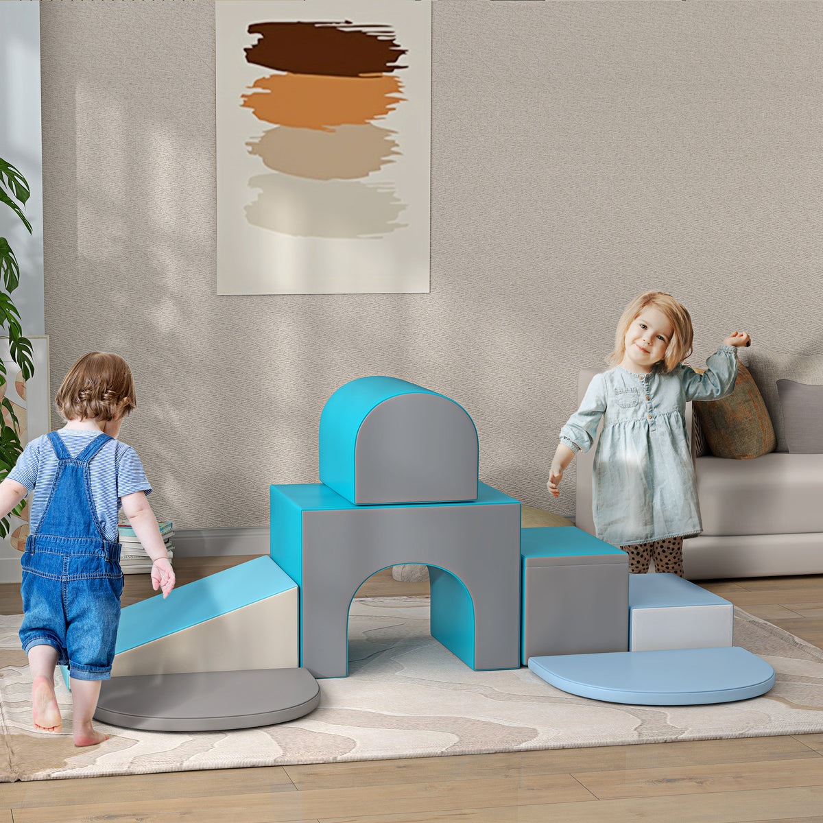 7PCS Module motricité bébé parcours motricité bébé en mousse EPE pour enfants d'âge préscolaire, multicolore