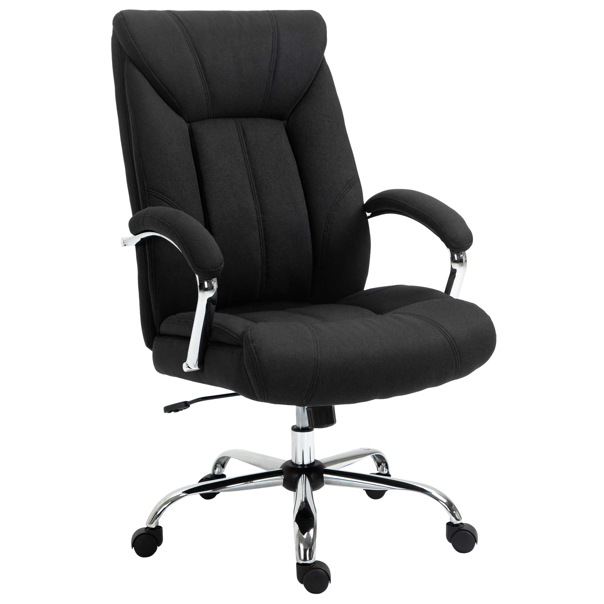 Fauteuil de bureau, chaise de bureau ergonomique, hauteur réglable, dossier haut, fonction de bascule, 65x78x118cm, noir