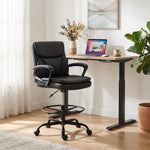 Chaise bureau ergonomique, chaise de dessin réglable en hauteur, repose-pieds réglable, 61 x 61 x 108 cm, noir
