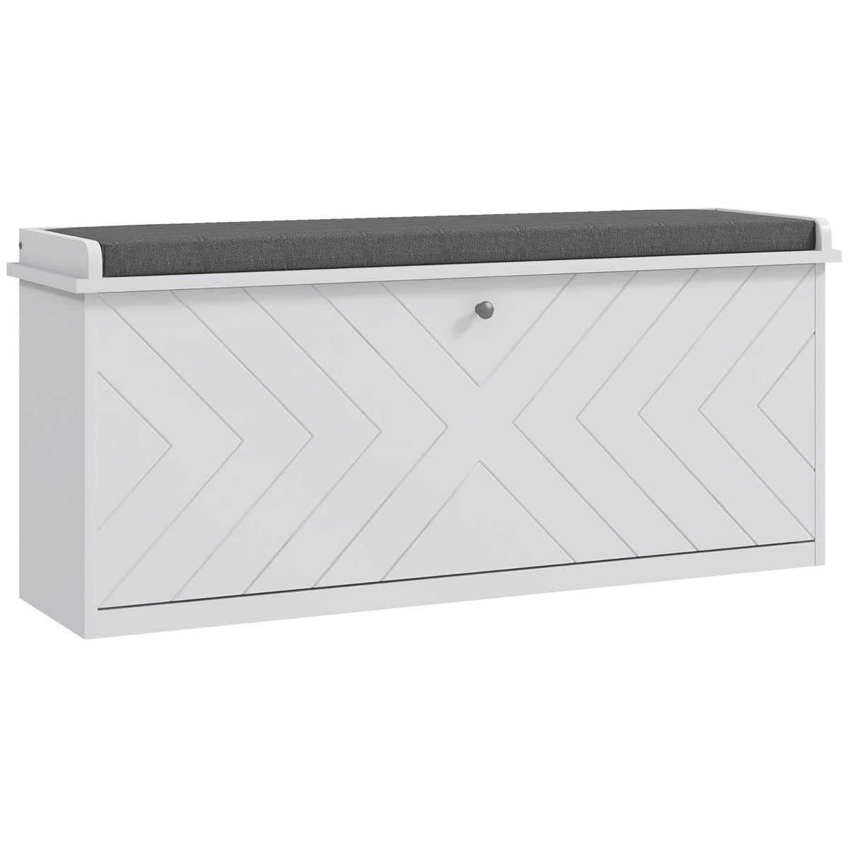 Banc à chaussures avec tiroir rabattable, coussin d'assise et étagère réglable, 100 x 26 x 48 cm, blanc
