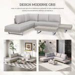 Salon de jardin extérieur d'angle 5 places design contemporain coussins déhoussables table basse acier époxy résine tressée grise