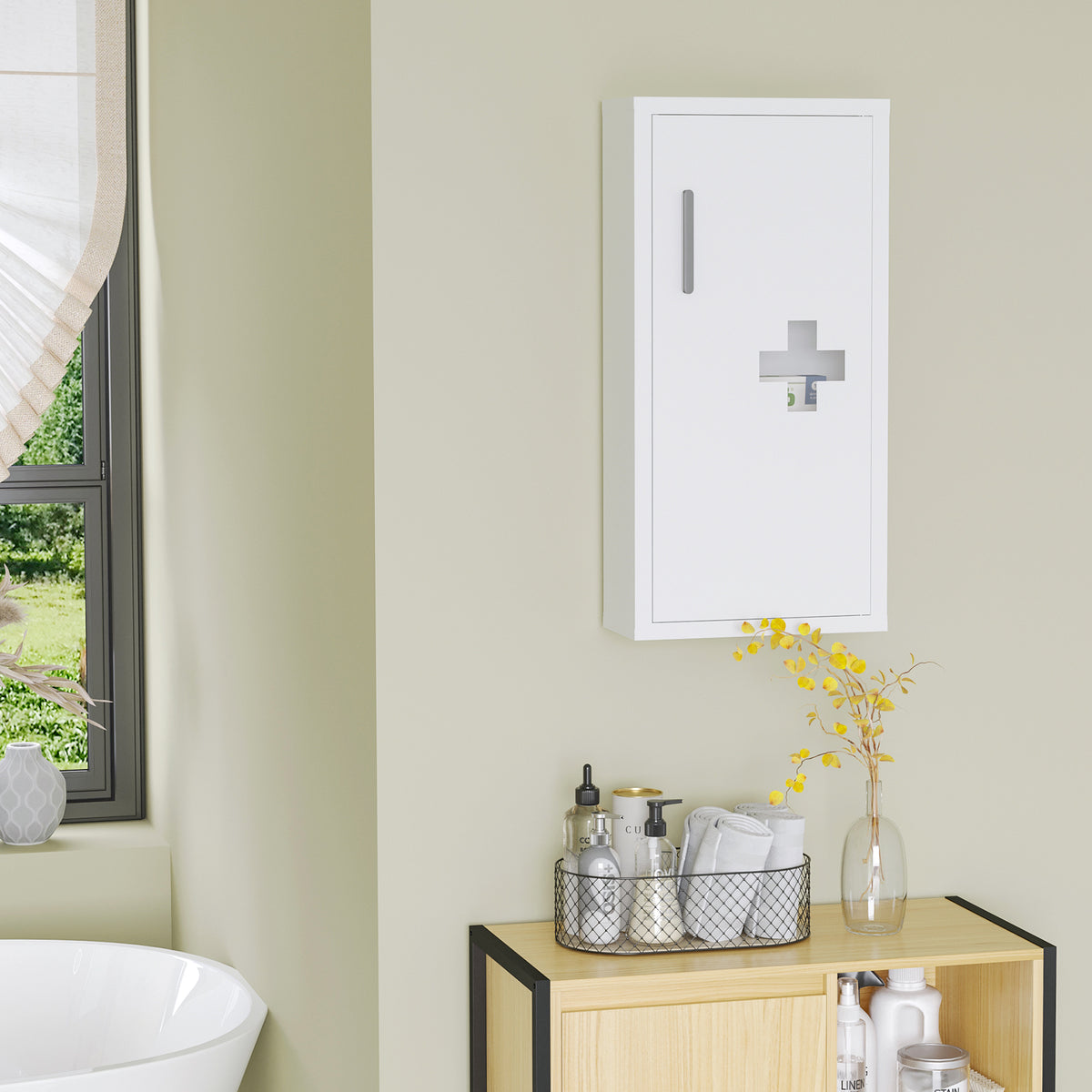 Armoire à pharmacie murale 2 étagères 3 niveaux avec porte aimantée métal 30 x 12 x 60 cm blanc