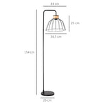Lampadaire lampe à pied design élégant en métal avec décoration en rotin idéal pour maison bureau restaurant et café 44 x 34 x 154 cm noir