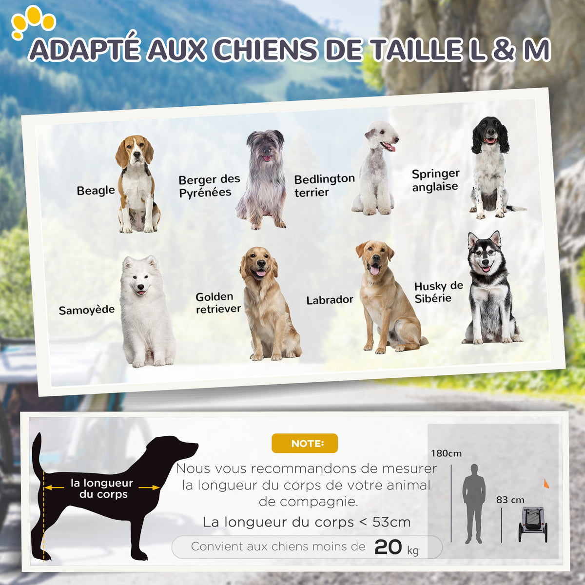 Rimorchio per bici per cani con finestre in rete, catarifrangenti e bandierina di sicurezza 140 x 71 x 83 cm nero