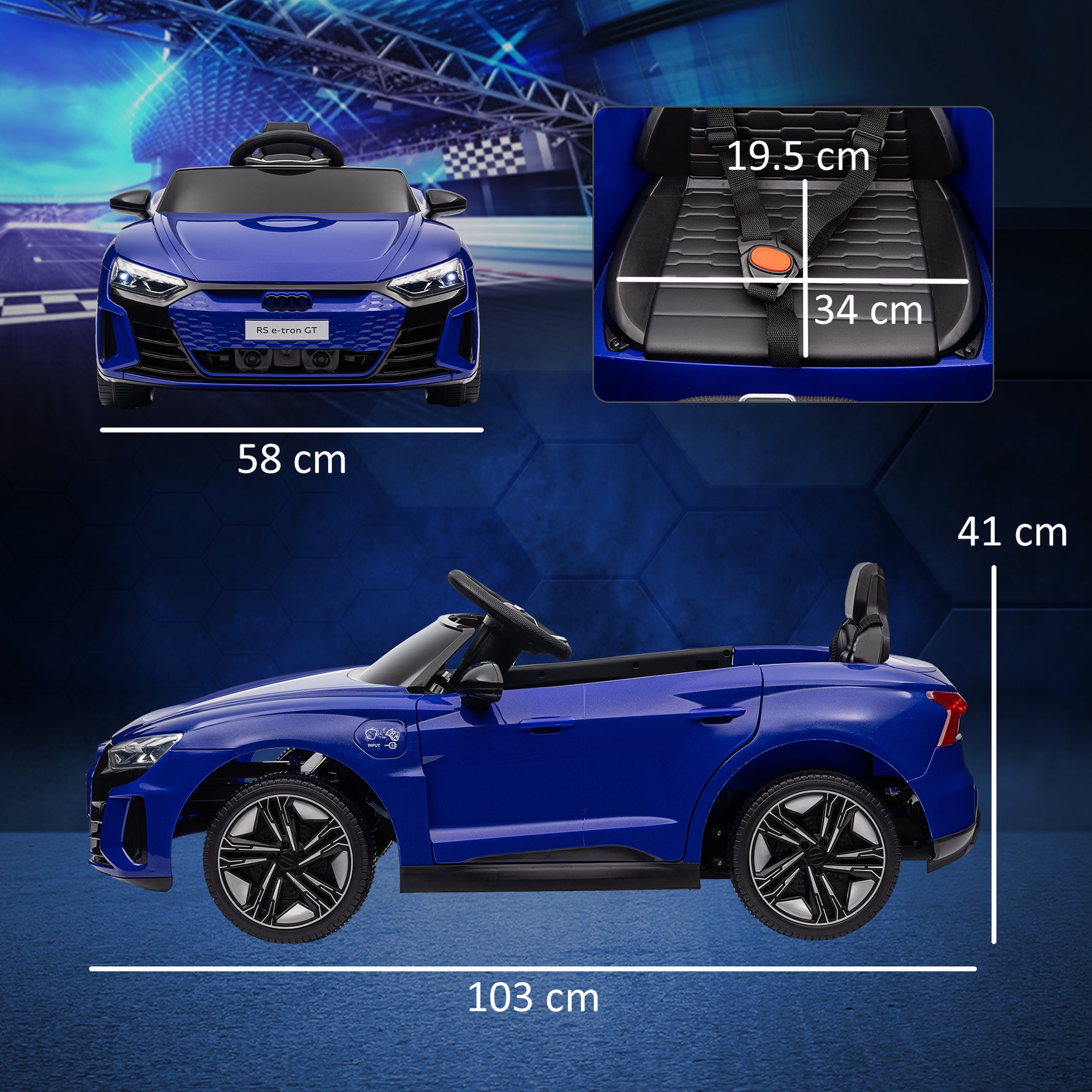 Voiture véhicule électrique enfant 12 V - télécommande parentale - effets sonores, lumineux - Audi RS E-tron GT bleu