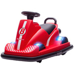 6V Kinder-Autoscooter, 360°-Drehung, Musik, Hupe, Sanftanlauf, 2,5 km/h, für 3-8 Jahre, 74x53x48cm, Rot