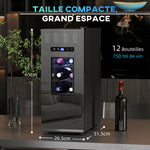 Cave à vin 12 bouteille 30L thermoélectrique double et silencieux avec porte en verre, LED, écran numérique, noir