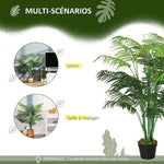 Palmier Artificiel 125 cm avec 18 Grandes Feuilles, Base en Ciment et Mousse de Lichen en PE, pour Salon Chambre, Vert