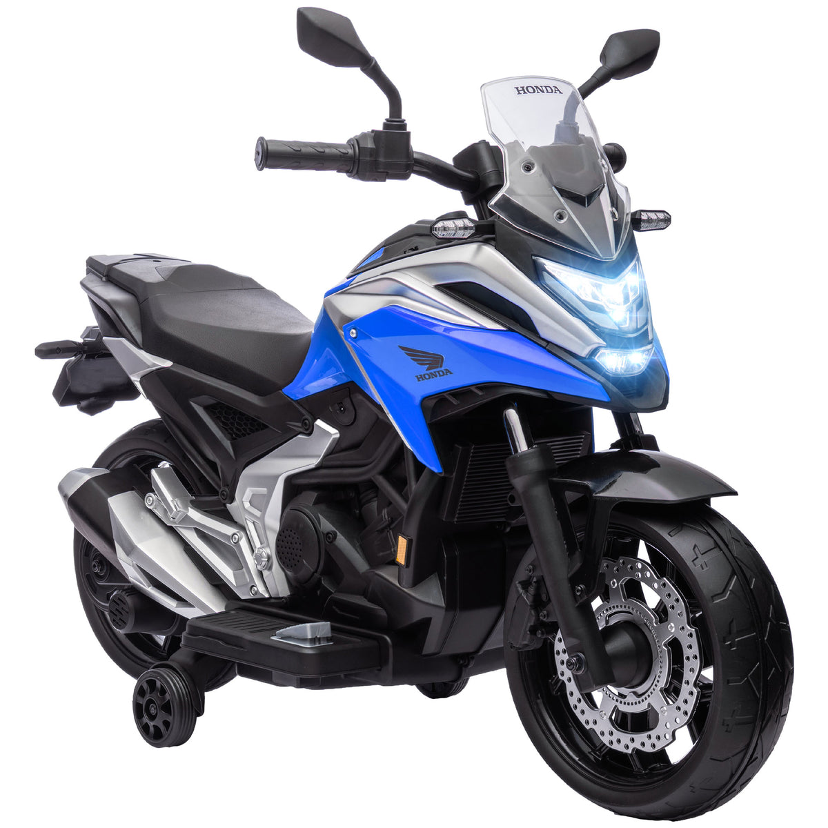 Moto électrique pour enfants moto porteur Honda pour enfants 3 à 6 ans avec musique, phares bleu