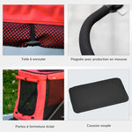 Opvouwbare honden- en kattenbuggy inclusief kussen, wielen met rem, 600D Oxford-stof, 102 x 62 x 105 cm, rood