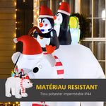 Ours Polaire Gonflable de Noël avec Lumières LED 206cm Décoration Gonflable de Noël Imperméable avec 2 Pingouins