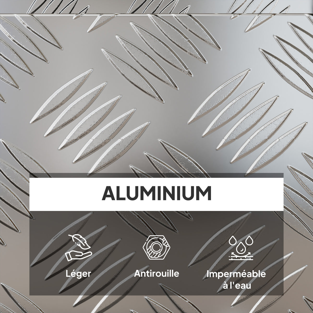 Caja de almacenamiento - caja de herramientas de aluminio - baúl de herramientas de aluminio. cierre con llave dim. 50L x 15,5an x 20,5al cm - plateado
