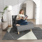 Fauteuil convertible 1 place, fauteuil-lit chauffeuse 3 en 1, dossier réglable, oreiller, tissu en lin, 94x78x80cm, gris