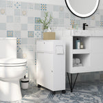 Toilet- en badkamermeubel met toiletrolhouder op wieltjes - 52 x 17 x 67 cm wit
