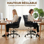 Chaise bureau ergonomique, chaise de dessin réglable en hauteur, repose-pieds réglable, 61 x 61 x 108 cm, noir