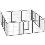 Parc pour chien enclos chien 12 panneaux modulable et pliable acier 2 portes pour chiot intérieur extérieur 60H cm noir