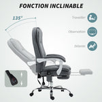 Fauteuil de bureau massant et chauffant chaise de bureau avec hauteur réglable dossier inclinable 66x60x113-121cm gris